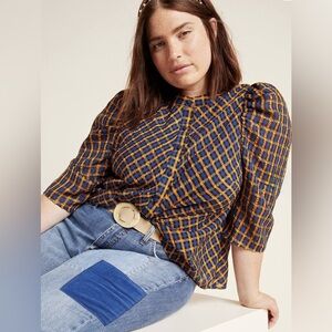 Anthropologie x Eva Franco Plaid Blouse